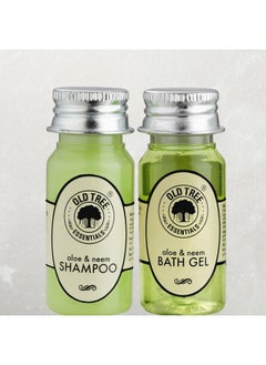 Old Tree Aloe-Neem Bath Gel And Shampoo Combo 35Ml Each - (Set Of 25 Pcs) | Hotel Toiletries Kit For Hotel Rooms, Guest House, Marriage Hall And Hospitality  - Image 1
