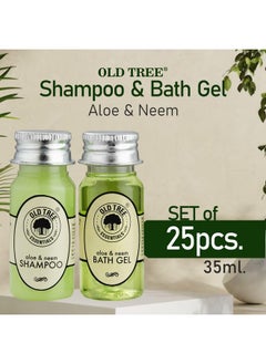 Old Tree Aloe-Neem Bath Gel And Shampoo Combo 35Ml Each - (Set Of 25 Pcs) | Hotel Toiletries Kit For Hotel Rooms, Guest House, Marriage Hall And Hospitality  - Image 2