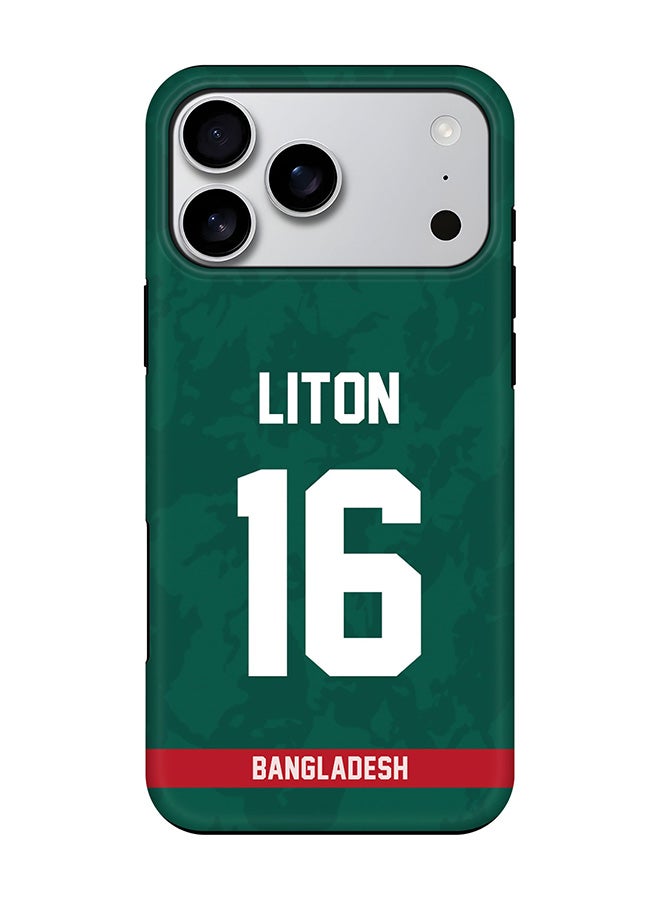 Tough Pro Magnetic Case for iPhone 17 Pro Max, Dual Layer hybrid PC + TPU Mobile Cover Matte - Bangladesh Liton Das, Jersey No 16