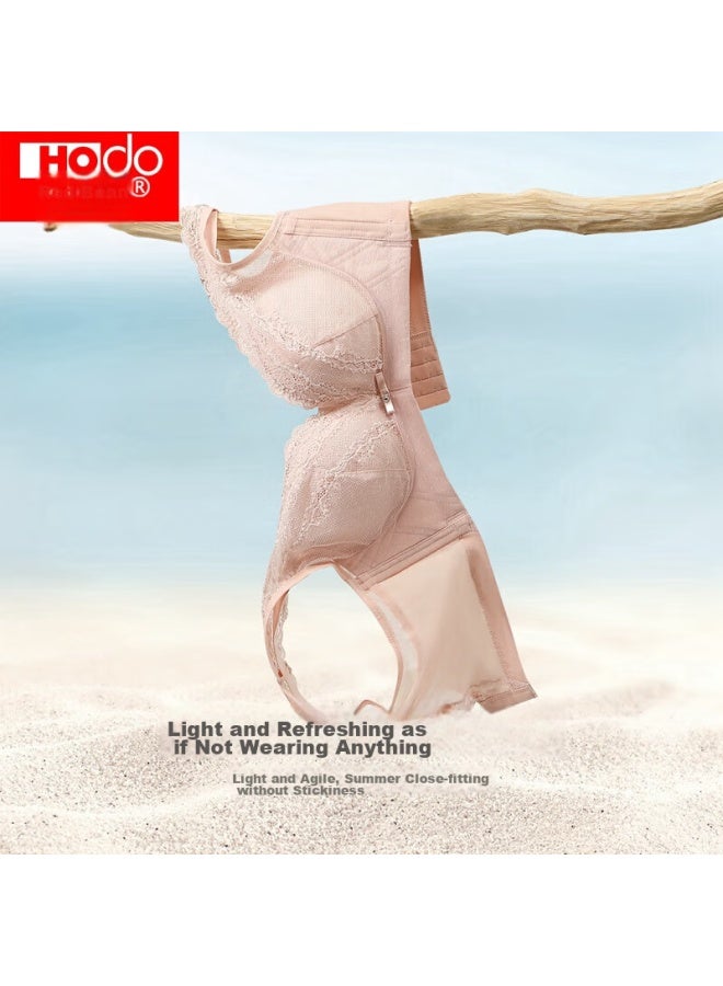 hongdou Hongdou Women's Bra, Same Style As In Department Stores, Baby Cotton Wireless Bra, Modal Lace Brassiere, Light Pink C80  - Image 1