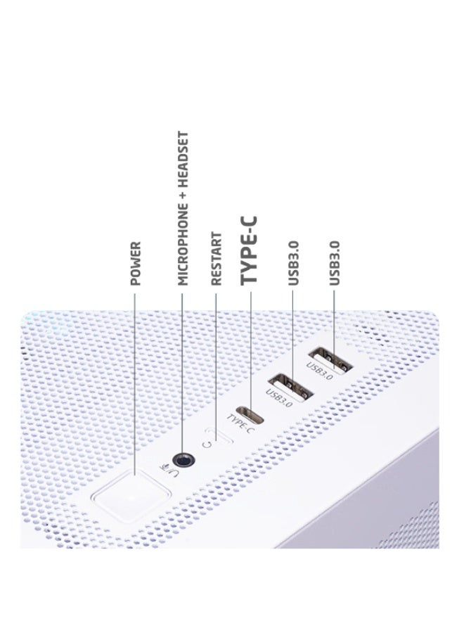 ثيرمو كيس بي سي احترافي آتاك AK06 زجاج مقوى ATX فل تاور مع 5 مراوح مقاس 140 ملم – لون أبيض - Image 3