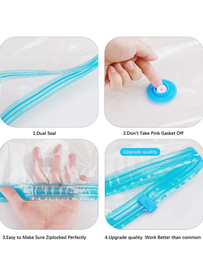 HomarKet Vacuum Storage Bags,Pack of 9 Pcs Vacuum Space Saver Reusable Sealer Bags with Suction Pump, Double-Zip Seal for Clothes, Duvets, Blankets,Blankets Multicolour  - Image 4