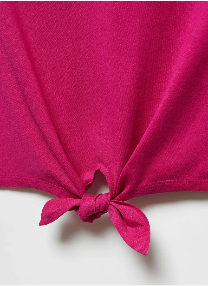 MANGO Crew Neck Knot Detail T-Shirt