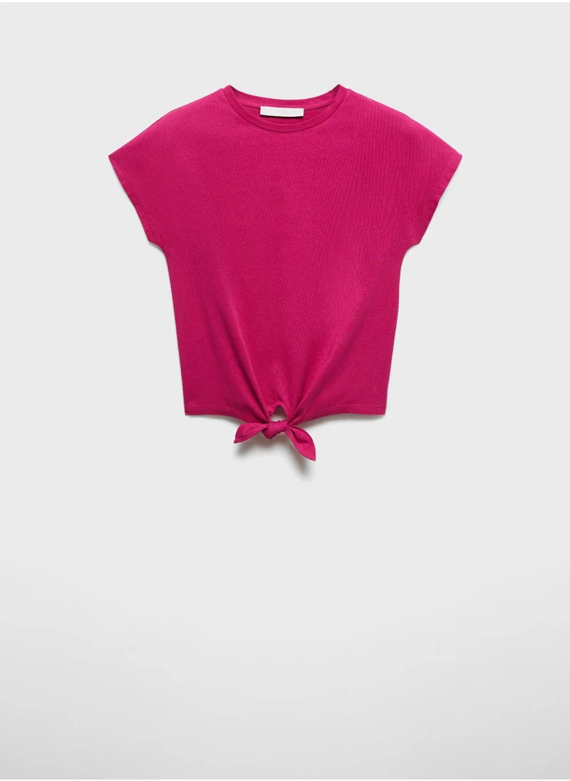 MANGO Crew Neck Knot Detail T-Shirt