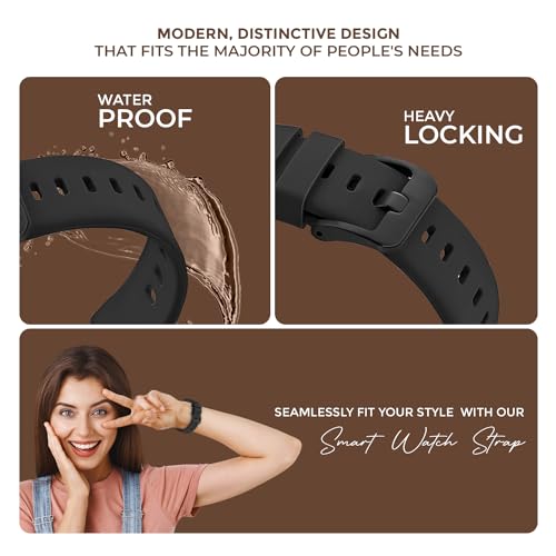PunnkFunnk Punnk Funnk 20mm Silicone Band Strap with Metal Buckle Compatible with Amazfit GTS 2 Mini, Amazfit Bip/Bip U/Pro/Lite, Bip S, Amazfit GTS/ 2/2e, Amazfit GTR, Samsung Galaxy Watch 4/5 20mm Lugs(Black) - Image 3