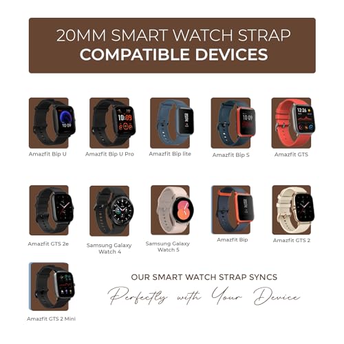 PunnkFunnk Punnk Funnk 20mm Silicone Band Strap with Metal Buckle Compatible with Amazfit GTS 2 Mini, Amazfit Bip/Bip U/Pro/Lite, Bip S, Amazfit GTS/ 2/2e, Amazfit GTR, Samsung Galaxy Watch 4/5 20mm Lugs(Black) - Image 5