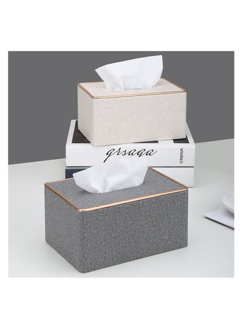 NOVOLAN NOVOLAN Paper Towel Holder Tissue Cover Napkin Holder, Luxury Large Opening Tissue Box Leather Household Living Dining Room Desktop Paper Box Coffee Table Advertising Tissue Box Commercial (Grey)  - Image 3