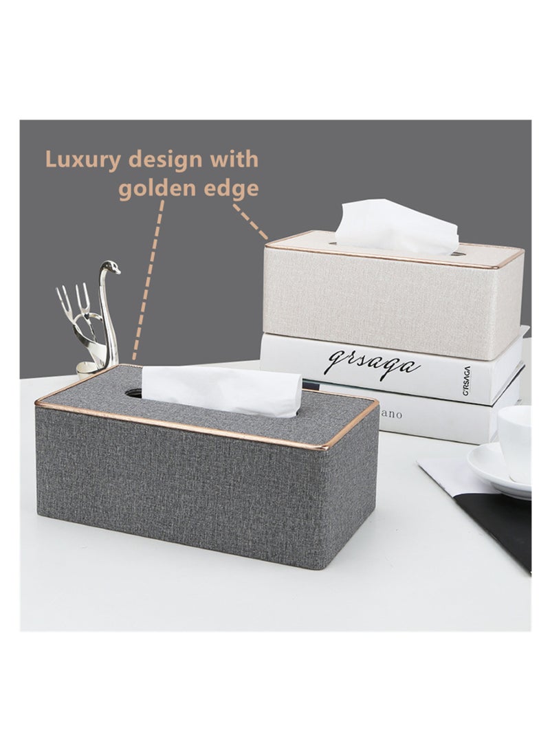 NOVOLAN NOVOLAN Paper Towel Holder Tissue Cover Napkin Holder, Luxury Large Opening Tissue Box Leather Household Living Dining Room Desktop Paper Box Coffee Table Advertising Tissue Box Commercial (Grey)  - Image 2