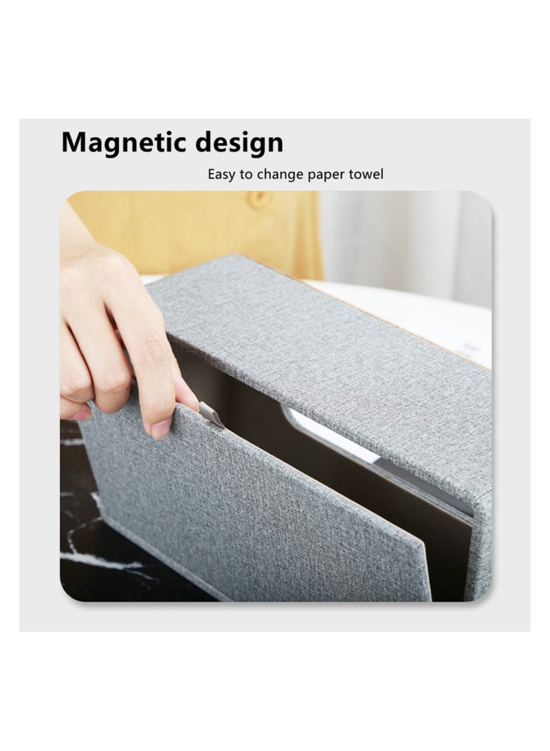NOVOLAN NOVOLAN Paper Towel Holder Tissue Cover Napkin Holder, Luxury Large Opening Tissue Box Leather Household Living Dining Room Desktop Paper Box Coffee Table Advertising Tissue Box Commercial (Grey)  - Image 5