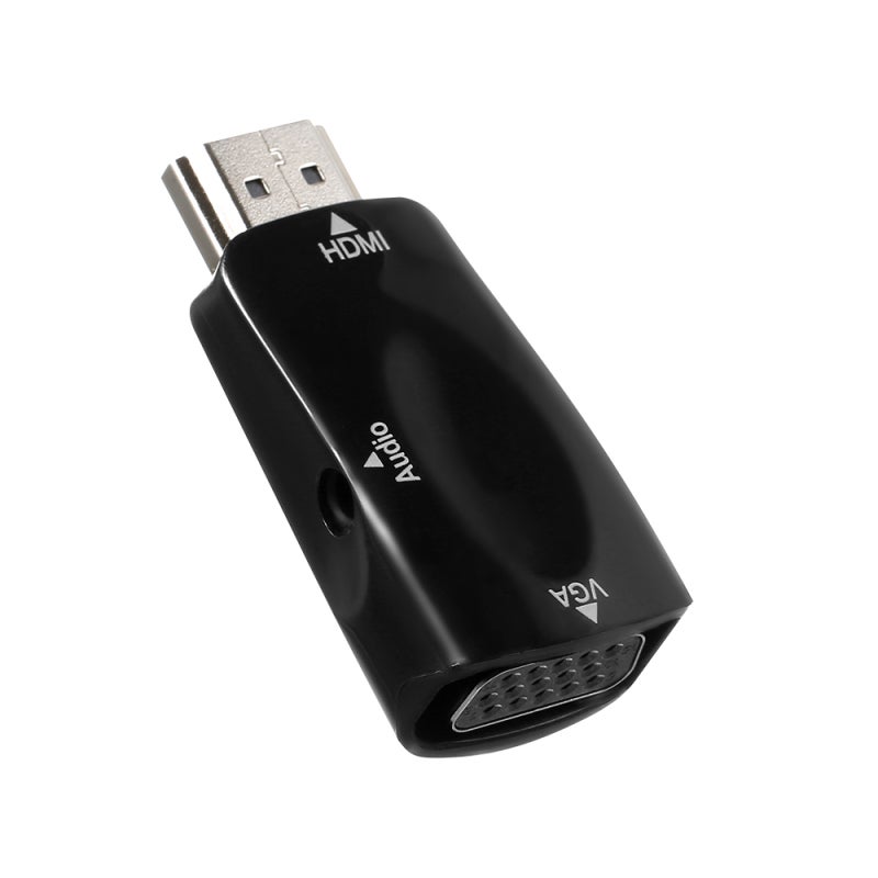 محول HDMI إلى VGA: أسود بدقة عالية 1920*1080 - مخرج صوتي 3.5 مم بنقل مستقر لربط محمول الأعمال ومشغل العروض في المؤتمرات المكتبية - Image 1