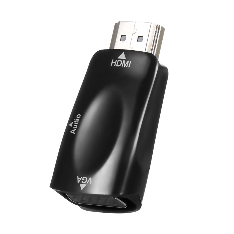 محول HDMI إلى VGA: أسود بدقة عالية 1920*1080 - مخرج صوتي 3.5 مم بنقل مستقر لربط محمول الأعمال ومشغل العروض في المؤتمرات المكتبية - Image 3