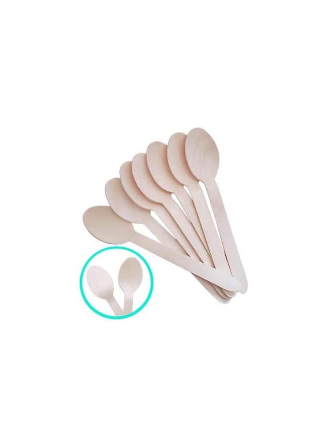 Raxoom Disposable Wooden Salad Spoons, Eco Friendly Tasting Dessert Spoon Flatware For Cake 200pcs 6inch - Image 2