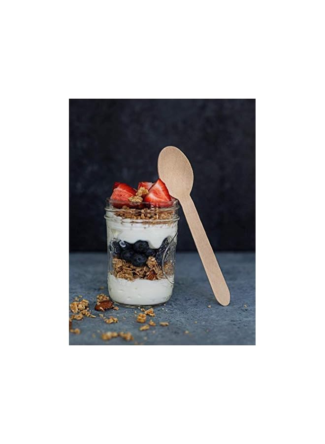 Raxoom Disposable Wooden Salad Spoons, Eco Friendly Tasting Dessert Spoon Flatware For Cake 200pcs 6inch - Image 4