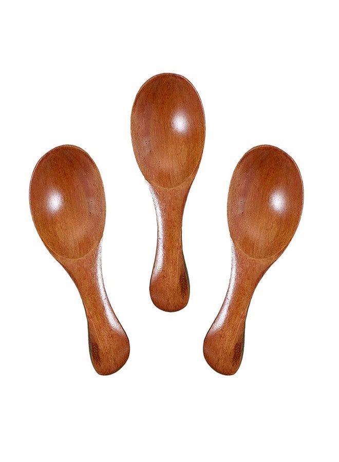 ccHuDE 3 Pcs Mini Wooden Spoons Wood Spoon Sugar Salt Tea Scoop Teaspoons Seasoning Spoons Brown - Image 1