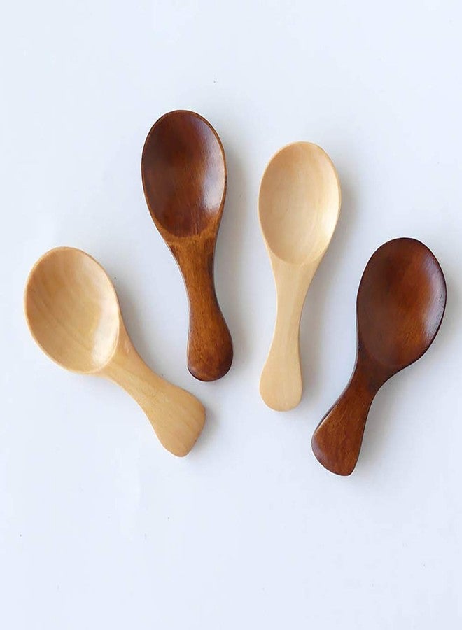 ccHuDE 3 Pcs Mini Wooden Spoons Wood Spoon Sugar Salt Tea Scoop Teaspoons Seasoning Spoons Brown - Image 4