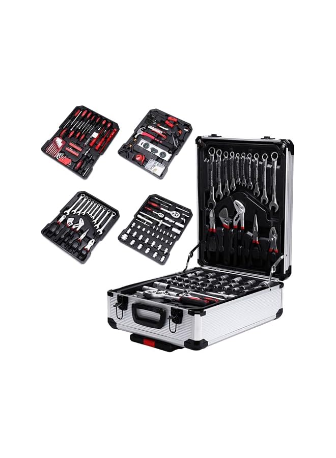 PROMASS promass Professional Tools Set 187 Pcs Mechanics Tool Kit with Sturdy Aluminum Trolley Wheel Case, Auto Mechanics Wrench Ratchet Socket Kit, Organizer Chest, General Household and Auto Toolkit  - Image 2