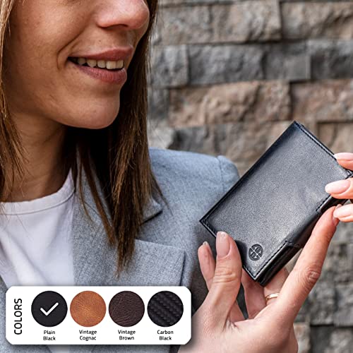 TRUSADOR Toscana Trifold Leather Wallet For Men and Women Card Holder with RFID Protection (Without Coin Pocket, Black) - Image 5