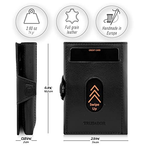 TRUSADOR Toscana Trifold Leather Wallet For Men and Women Card Holder with RFID Protection (Without Coin Pocket, Black) - Image 2
