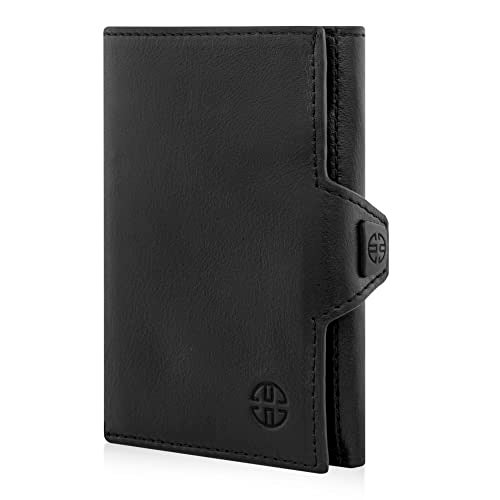TRUSADOR Toscana Trifold Leather Wallet For Men and Women Card Holder with RFID Protection (Without Coin Pocket, Black) - Image 1
