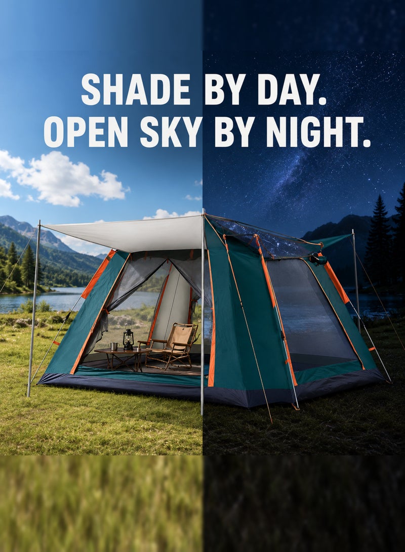 WEMART 5-8 Person Camping Tent, 60-Second Automatic Pop-Up Family Tent, 240×240×154cm, Waterproof Windproof, Removable Canopy, 2 Doors & 2 Windows, Carry Bag, Green - Image 5