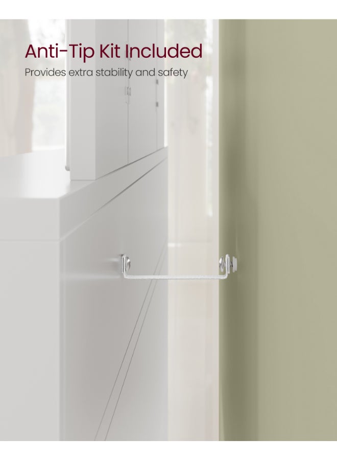 VASAGLE Dressing Table with Tri-Fold Mirror, Makeup Table with 2 Drawers and 3 Open Compartments, Vanity Table, Modern Style, White - Image 5