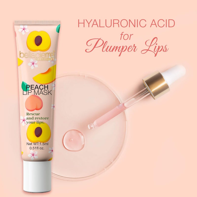 bellapierre Cosmetics Peach Lip Mask | Lip Plumping Mask with Hyaluronic Acid | Moisturizing Lip Balm for Daily Use - Image 2