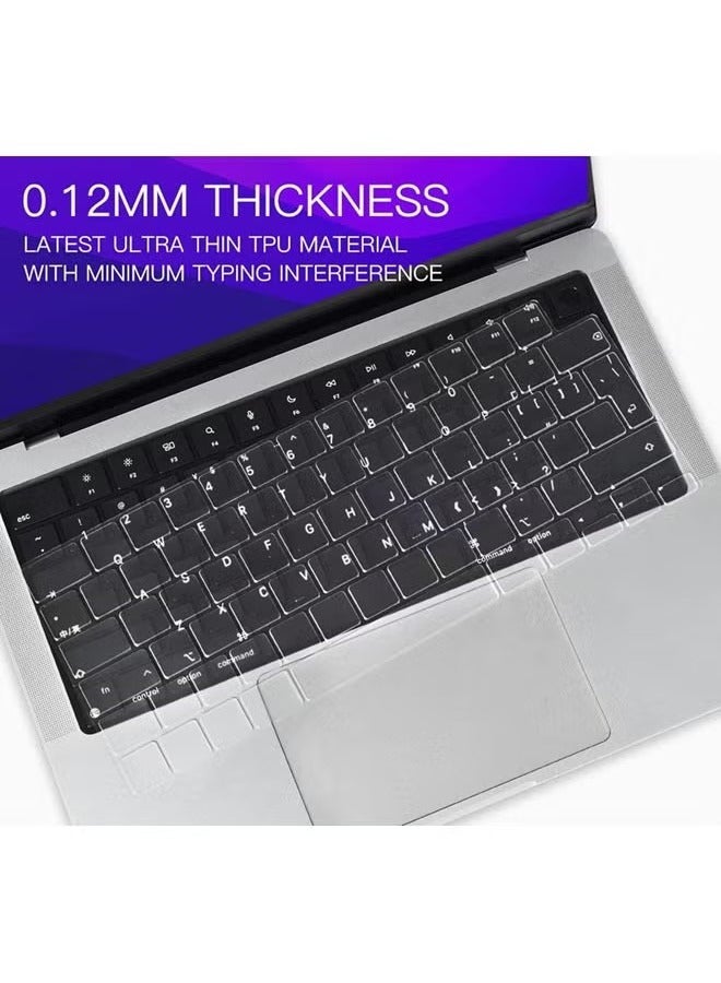 Premium Keyboard Cover Ultra Thin Protector Skin for 2025-2021 MacBook Pro 14 16 inch M4 M3 M2 M1 Pro/Max, MacBook Air 15" 13.6" M4 M3 M2 Chip A3241 A3114 A2941 A3240 A3113 A2681, EN Layout  - Image 3