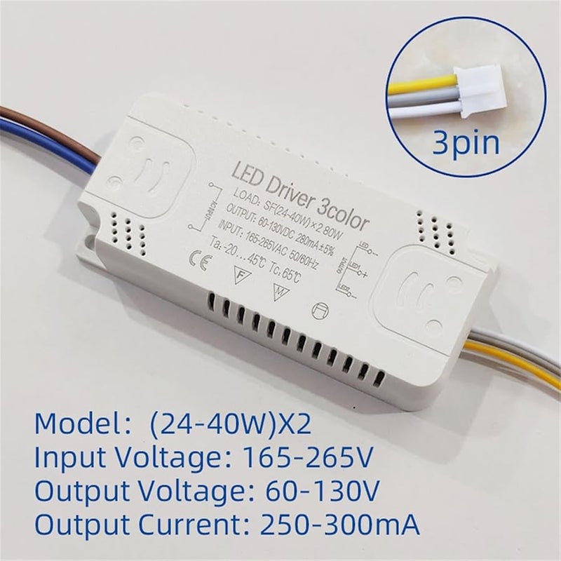 LED Driver Adapter 12W To 100W AC220V Non Isolating Transformer For LED Ceiling Light Size 170 265V Color 20 40 x2W 3pin - Image 2