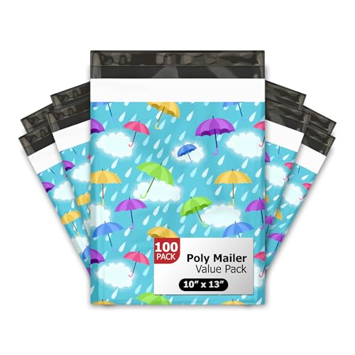 Pro Supply Global 10x13 (100) Spring Rain Umbrella Designer Poly Mailers Waterproof Self Sealing Tear Resistant Polymailers Shipping Envelopes Premium Printed Bags For Small Businesses - Image 1