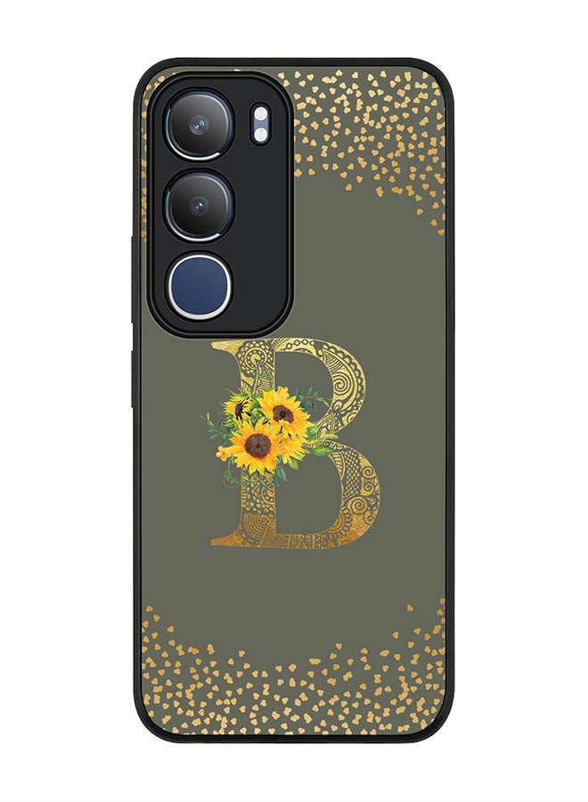 Stylizedd For vivo Y19s / Y19s Pro Case,Slim fit Camera Protection, Shockproof Thin Phone cover  - Custom Floral Monogram - B  (Olive Green )