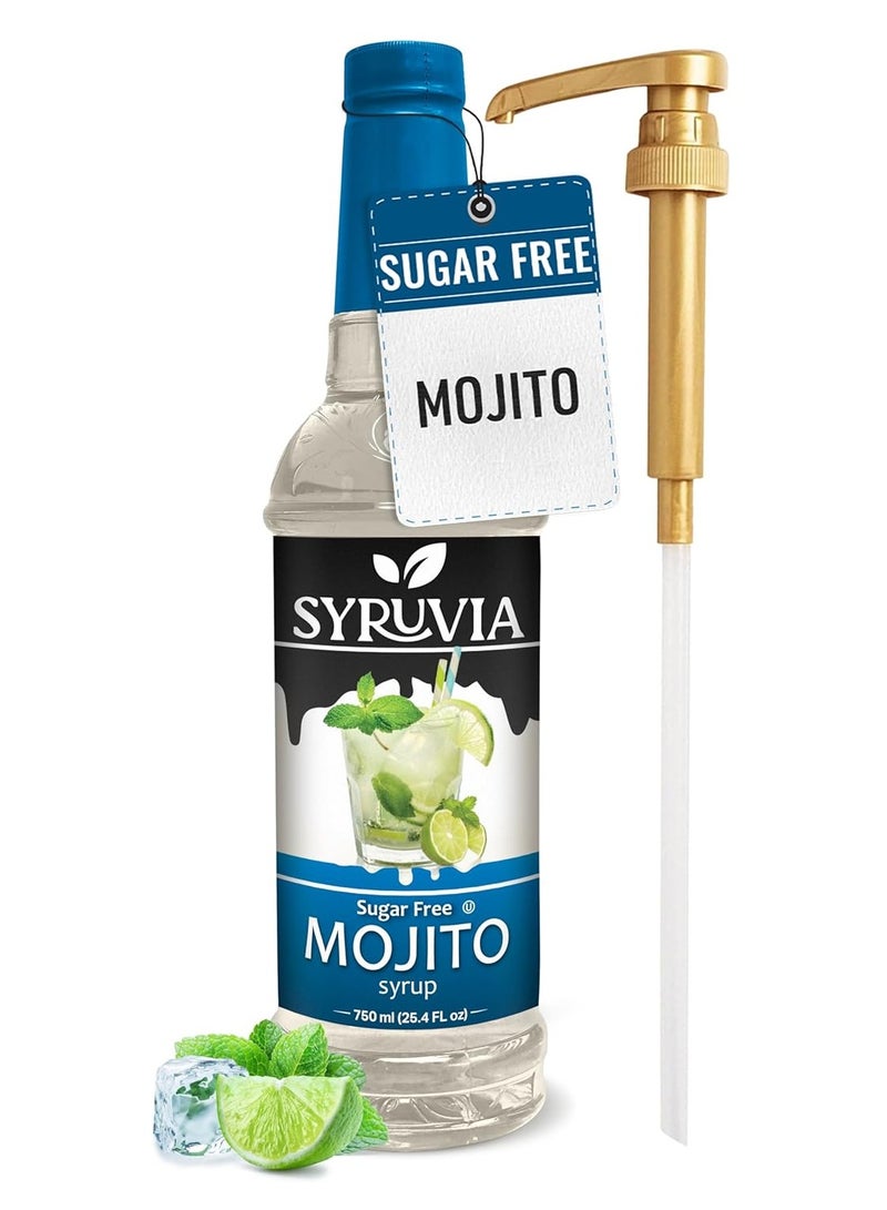 Syruvia Syruvia Sugar-Free Mojito Syrup - 0 Calorie - Premium Flavoring Syrup for Tea, Italian Sodas, Beverages, Desserts, Ice Cream, Cocktails & Mocktails - Kosher, Gluten Free - 750 ml With Pump  - Image 1