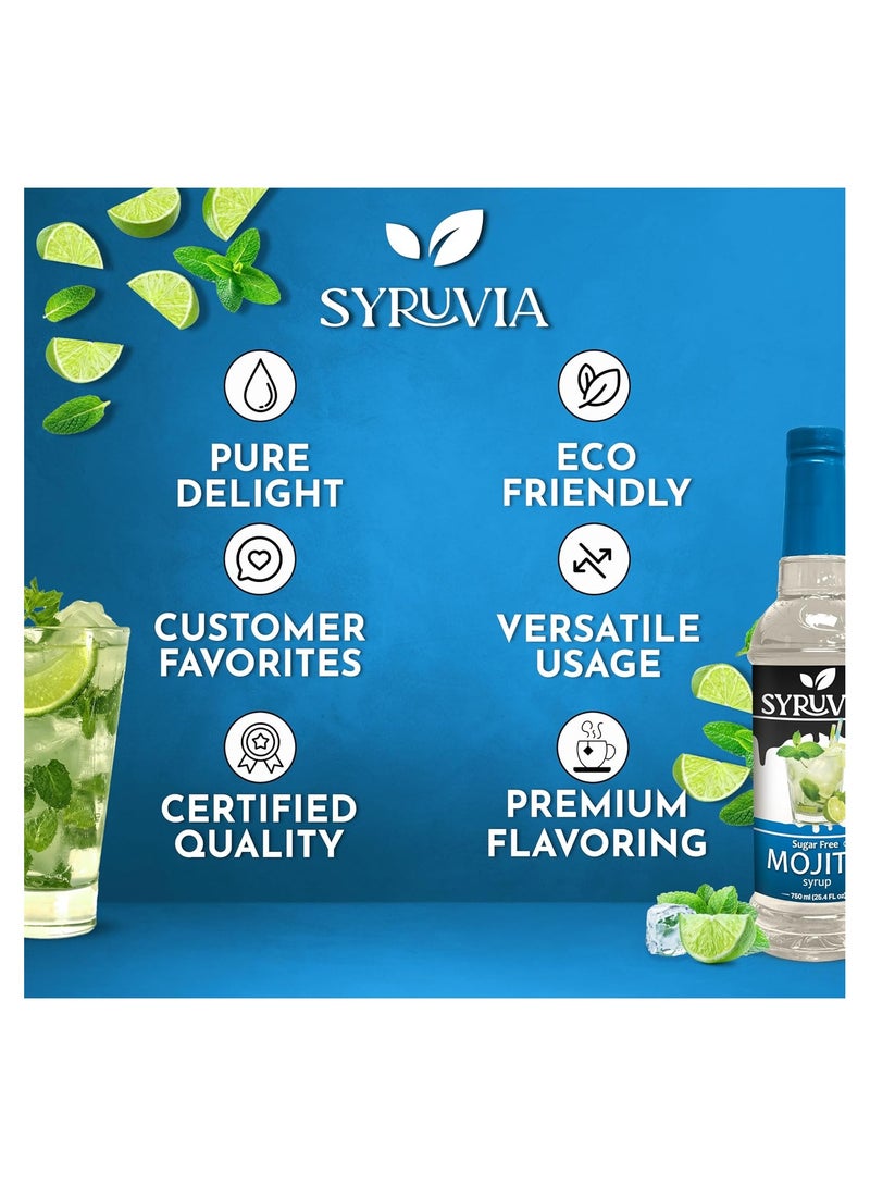 Syruvia Syruvia Sugar-Free Mojito Syrup - 0 Calorie - Premium Flavoring Syrup for Tea, Italian Sodas, Beverages, Desserts, Ice Cream, Cocktails & Mocktails - Kosher, Gluten Free - 750 ml With Pump  - Image 5