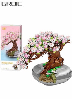 GROIC 426PCS Plant Sakura Building Block,Bonsai Model Creative DIY Simulation Succulent Flower Artificial Flowers Botanical Construction Brick Toys for Home Decoration,Kids Party Supplies, Birthda  - Image 1