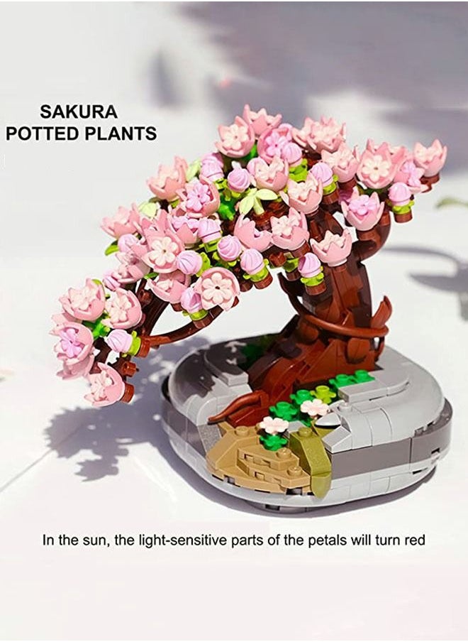 GROIC 426PCS Plant Sakura Building Block,Bonsai Model Creative DIY Simulation Succulent Flower Artificial Flowers Botanical Construction Brick Toys for Home Decoration,Kids Party Supplies, Birthda  - Image 2
