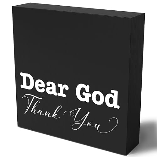 Woght Inspirational Christian Decor Bible Verse Desk Decor Wood Sign Farmhouse Black Wooden Box Sign for Living Room Bedroom Kitchen Table Shelf Counter Cafe Home Office Store Pub Bar Religious Gifts - Image 1