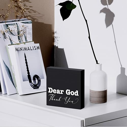 Woght Inspirational Christian Decor Bible Verse Desk Decor Wood Sign Farmhouse Black Wooden Box Sign for Living Room Bedroom Kitchen Table Shelf Counter Cafe Home Office Store Pub Bar Religious Gifts - Image 5