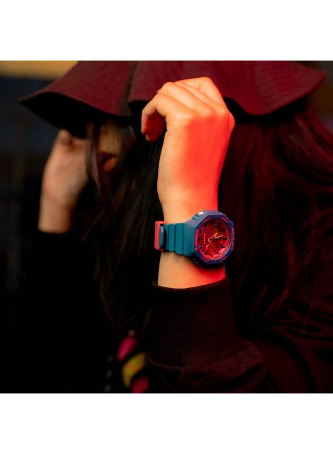 كاسيو ساعة كاسيو جي شوك GMA-S2100BS-3ADR نسائية بعرض تناظري ورقمي، مقاومة للصدمات، مقاومة للماء حتى 200 متر، بسوار راتنج أخضر - Image 4