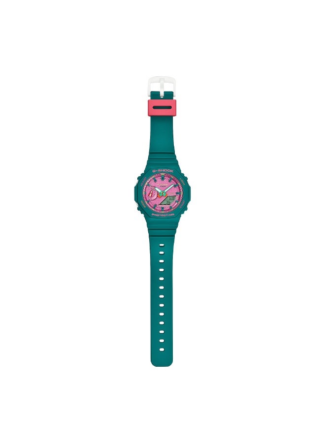 كاسيو ساعة كاسيو جي شوك GMA-S2100BS-3ADR نسائية بعرض تناظري ورقمي، مقاومة للصدمات، مقاومة للماء حتى 200 متر، بسوار راتنج أخضر - Image 3