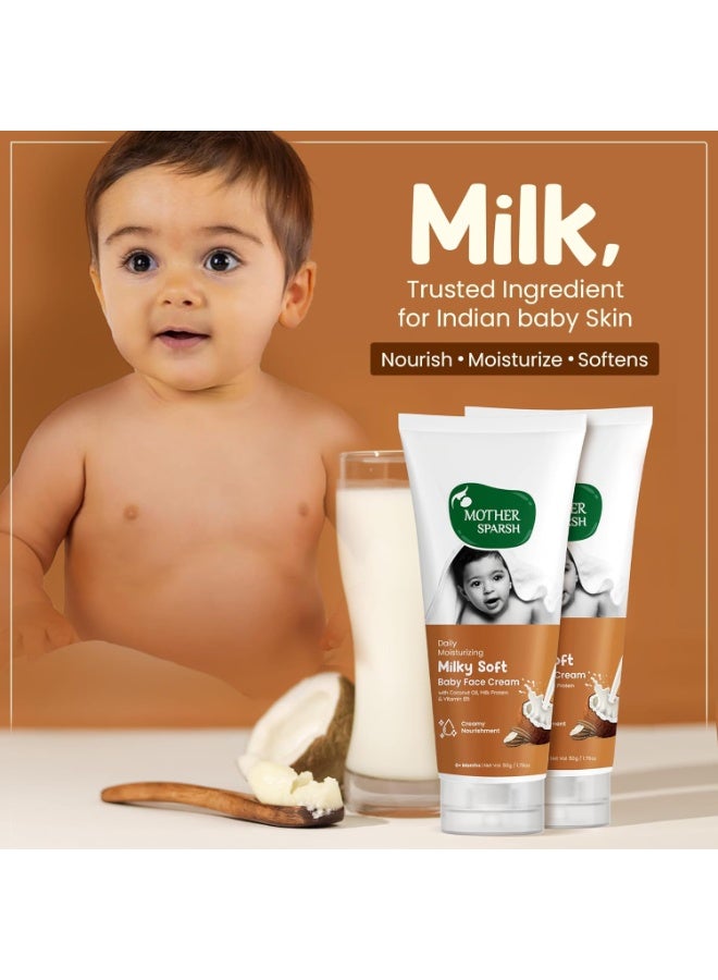 Mother Sparsh Milky Soft Baby Face Cream | Daily Moisturizing Face Cream for Babies With Coconut Oil, Milk Protein & Vitamin B5 | Non Sticky Baby Cream Prevents Dryness- (50g) - Image 5