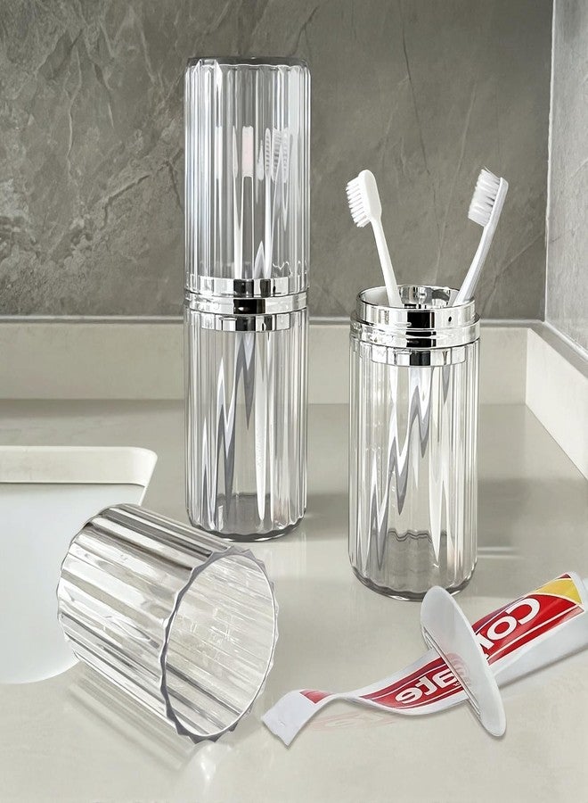 EQUNROY Toothbrush Travel Case Large Portable Travel Toothbrush Holder & Cup with Toothpaste Squeezer for School, Camping, Business Trip, Bathroom Organizer - Image 1
