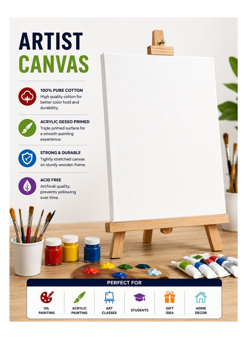 SBC 1-Piece Pure Cotton Artist Canvas Board 20x30cm Size - Image 2