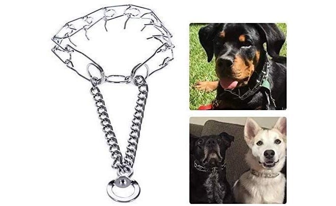 Pups&Pets Stainless Metal Chrome Plated Prong Dog Pet Pinch Training Collar No-Pull Collar (20" Inch Neck Size Adjustable) - Image 1