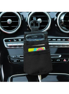Car Air Vent Storage Bag, Lightweight Auto Vent Organizer with Charging Port, Universal Hanging Bag Case Organizer, Car Interior Storage Pocket Accessories for Most Vehicles (Black)