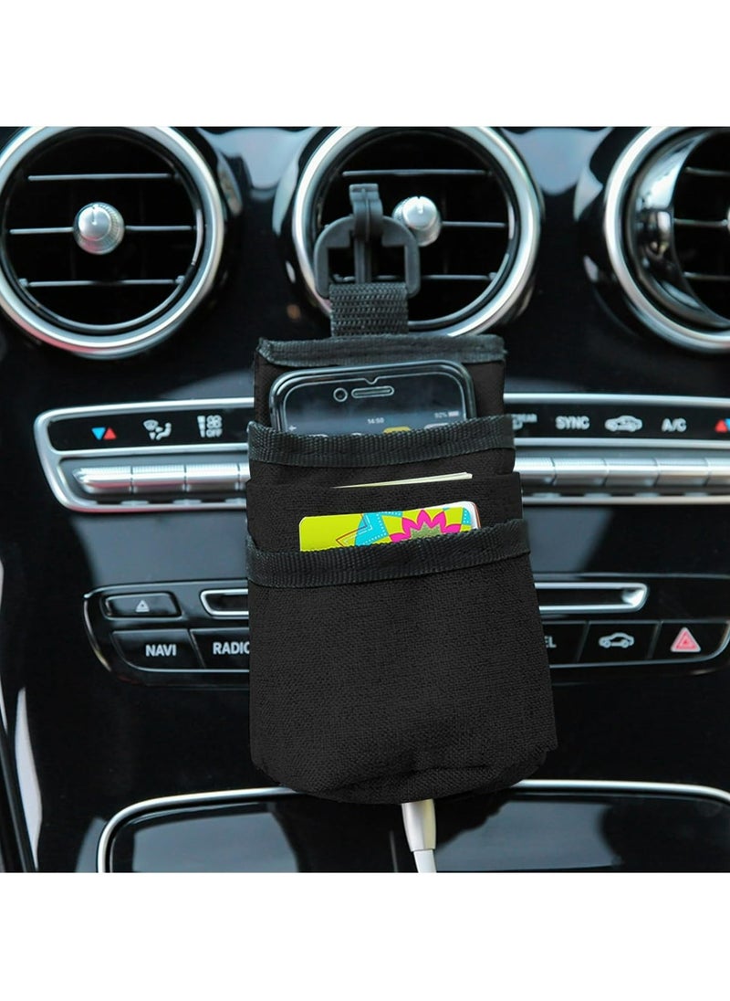 Generic - Car Air Vent Storage Bag, Lightweight Auto Vent Organizer with Charging Port, Universal Hanging Bag Case Organizer, Car Interior Storage Pocket Accessories for Most Vehicles (Black) - Image 1