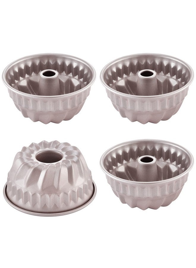chefmade Mini Tube Pan Set 4Inch 4Pcs Nonstick Kugelhopf Mold For Oven And Instant Pot Baking (Champagne Gold) - Image 1