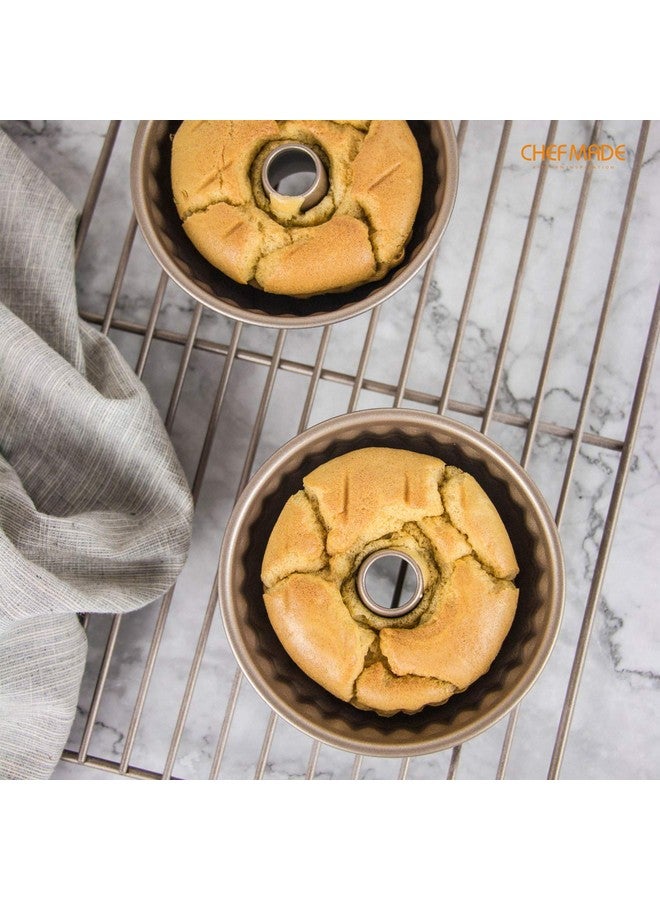 chefmade Mini Tube Pan Set 4Inch 4Pcs Nonstick Kugelhopf Mold For Oven And Instant Pot Baking (Champagne Gold) - Image 4