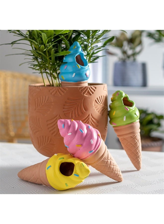 Generic 4Pcs Shaped Plant Watering Globes Plant Self-Watering Stakes Plant Waterer Devices Watering Globes Self-Watering Clay Perfect for Vacation Garden Plant Care (Ice Cream)  - Image 1