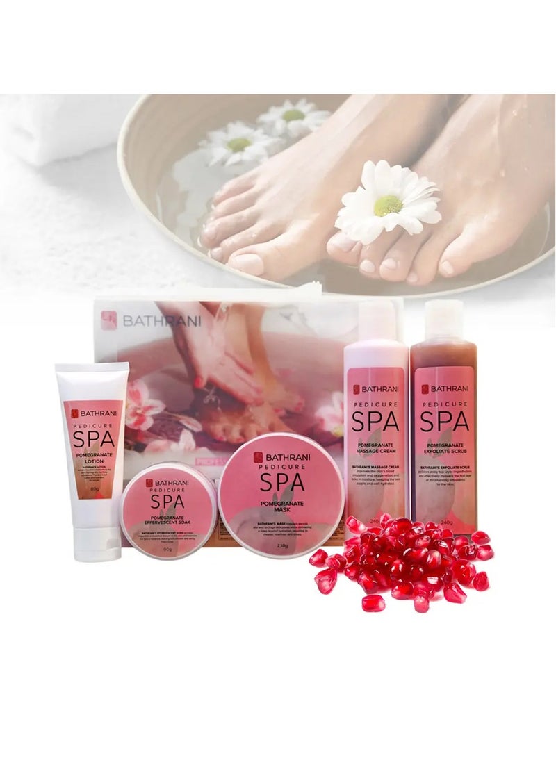 BATHRANI Pedicure Spa Set 5 Step Bath Fizz Scrub Massage Cream Mask Feet & Foot Lotion - Image 1