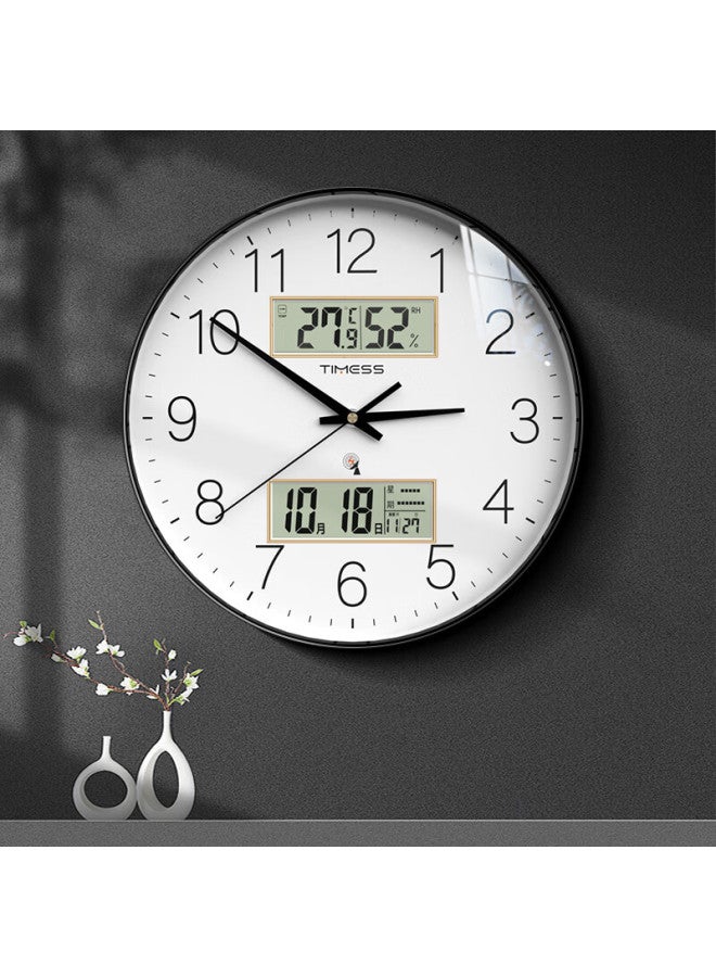 Timess Radio-controlled Wall Clock For Living Room, Home Use Model Flash Wave Perpetual Calendar With Temperature And Humidity Display 30cm - Image 4