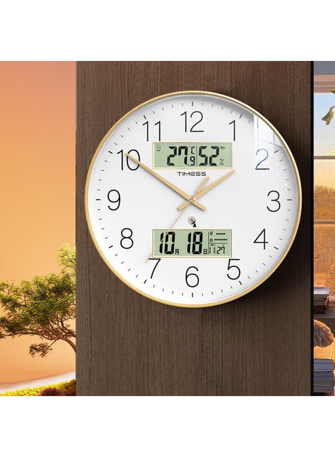 Timess Radio-controlled Wall Clock For Living Room, Home Use Model Flash Wave Perpetual Calendar With Temperature And Humidity Display 30cm - Image 5